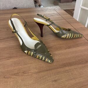 Nine-west Women's Green strappy slingback kitten heels size 9